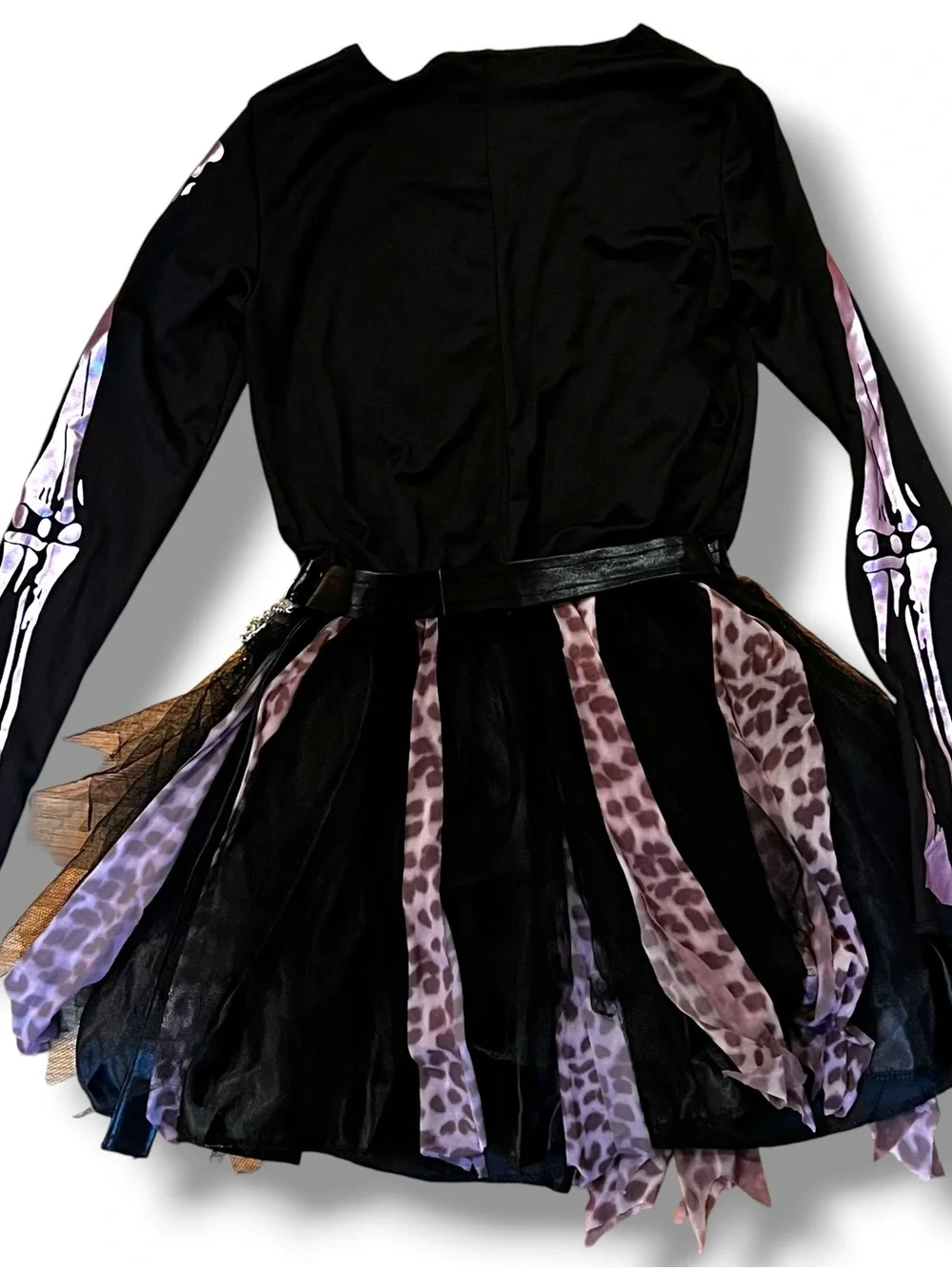 spirit halloween punk skeleton Cos play *Dress Only - Black Purple Leopard D-3
